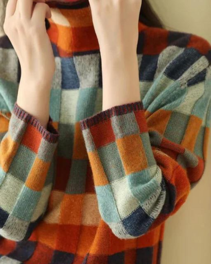 Kaschmir Rollkragenpullover Luxus Patchwork Warm