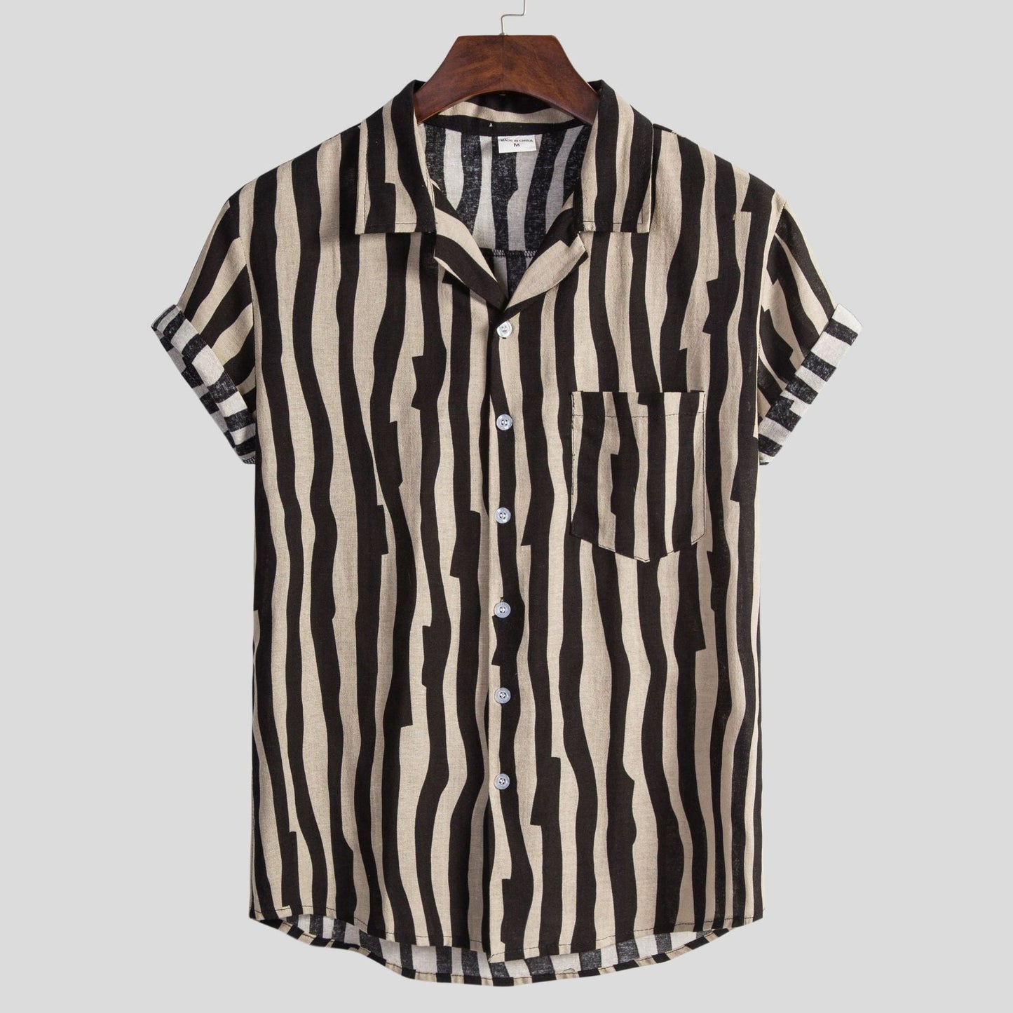 Herren Kurzarmhemd Streifenmuster Modern Slim Fit - BerlinGlamour