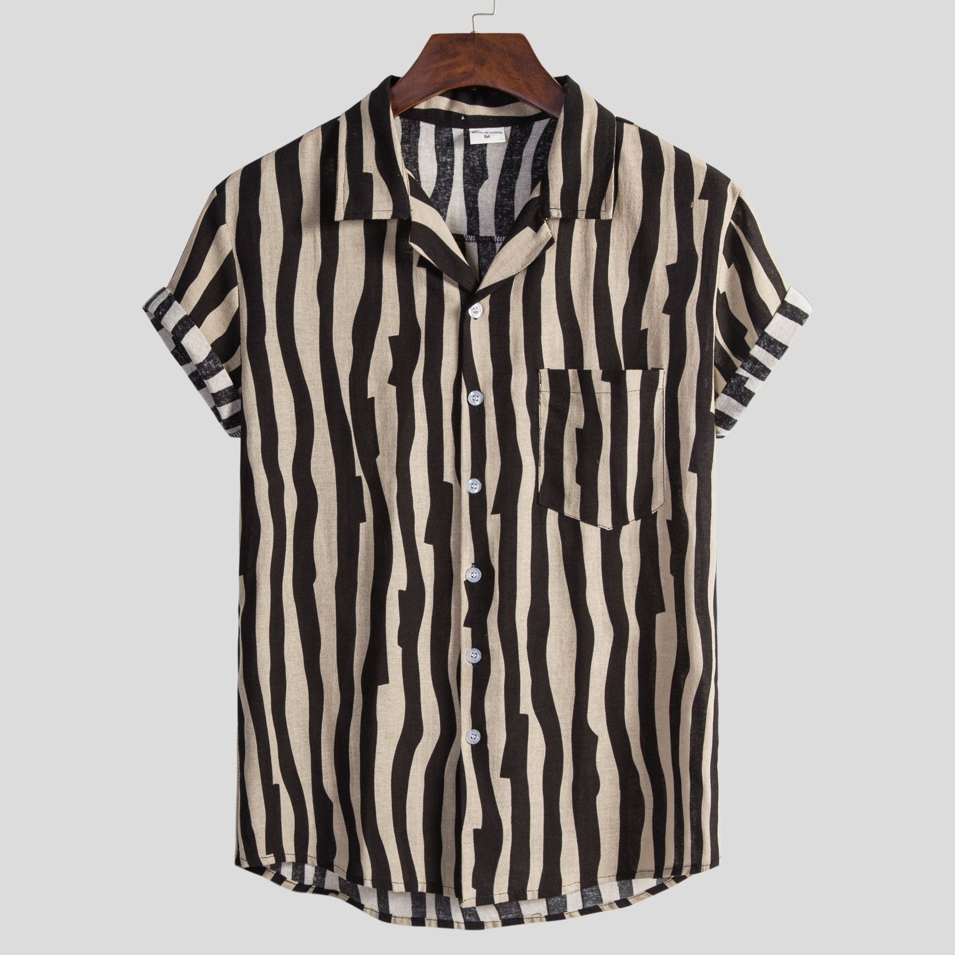 Herren Kurzarmhemd Streifenmuster Modern Slim Fit - BerlinGlamour