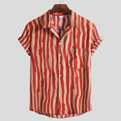 Herren Kurzarmhemd Streifenmuster Modern Slim Fit