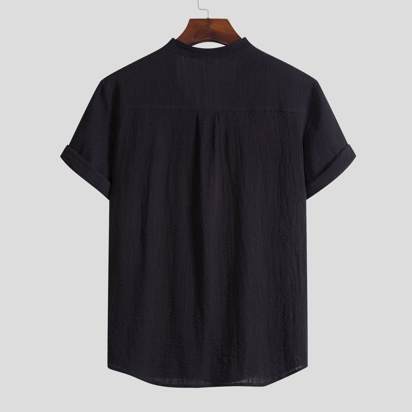 Herren Kurzarmhemd Henley Style Modern Strukturiert