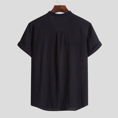 Herren Kurzarmhemd Henley Style Modern Strukturiert