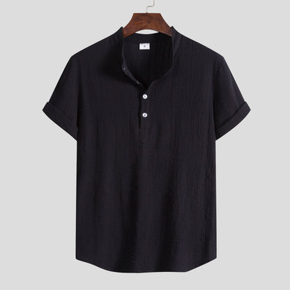 Herren Kurzarmhemd Henley Style Modern Strukturiert - BerlinGlamour