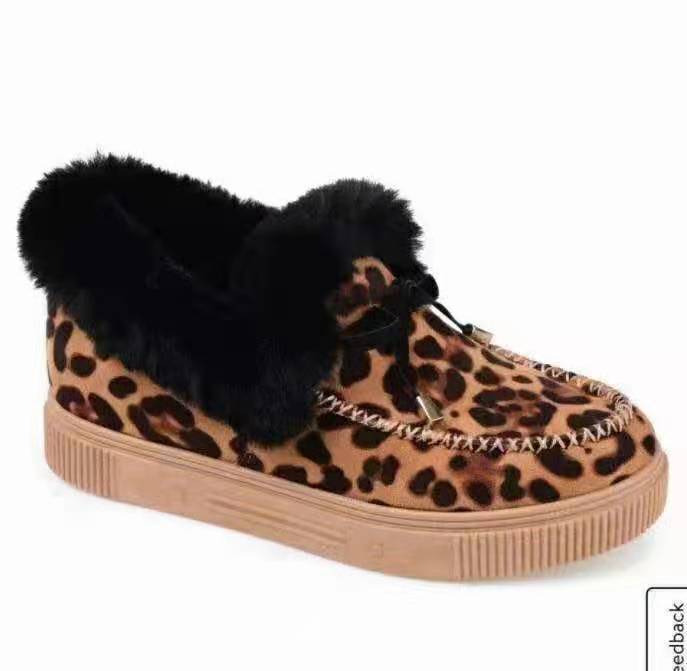 Damen Hausschuhe Leopardenmuster Plüsch Warm