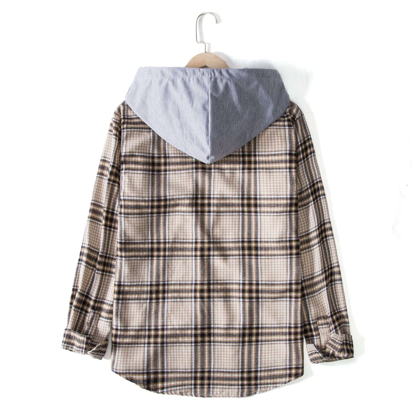 Herren Karohemdjacke Bequem Kapuze Modern