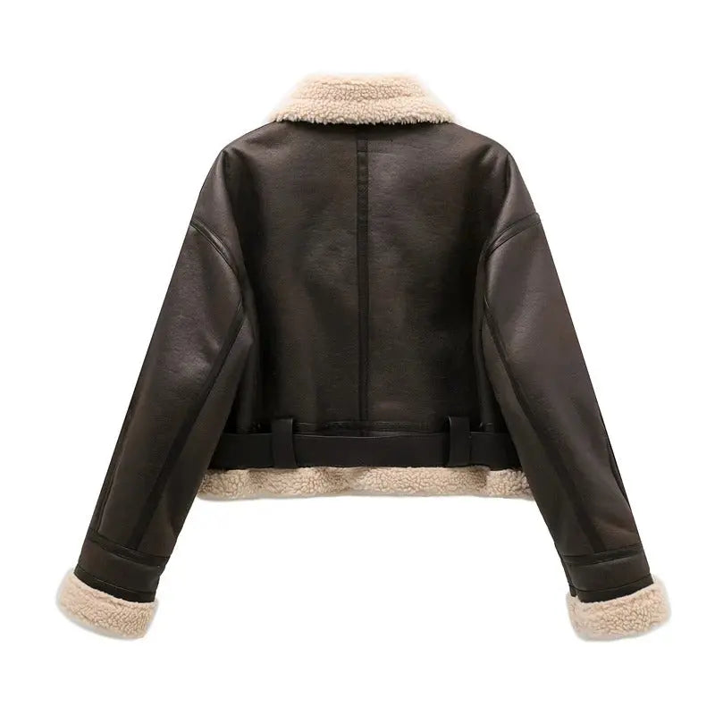 Damenjacke Plüschgefüttert Warm Modern - BerlinGlamour