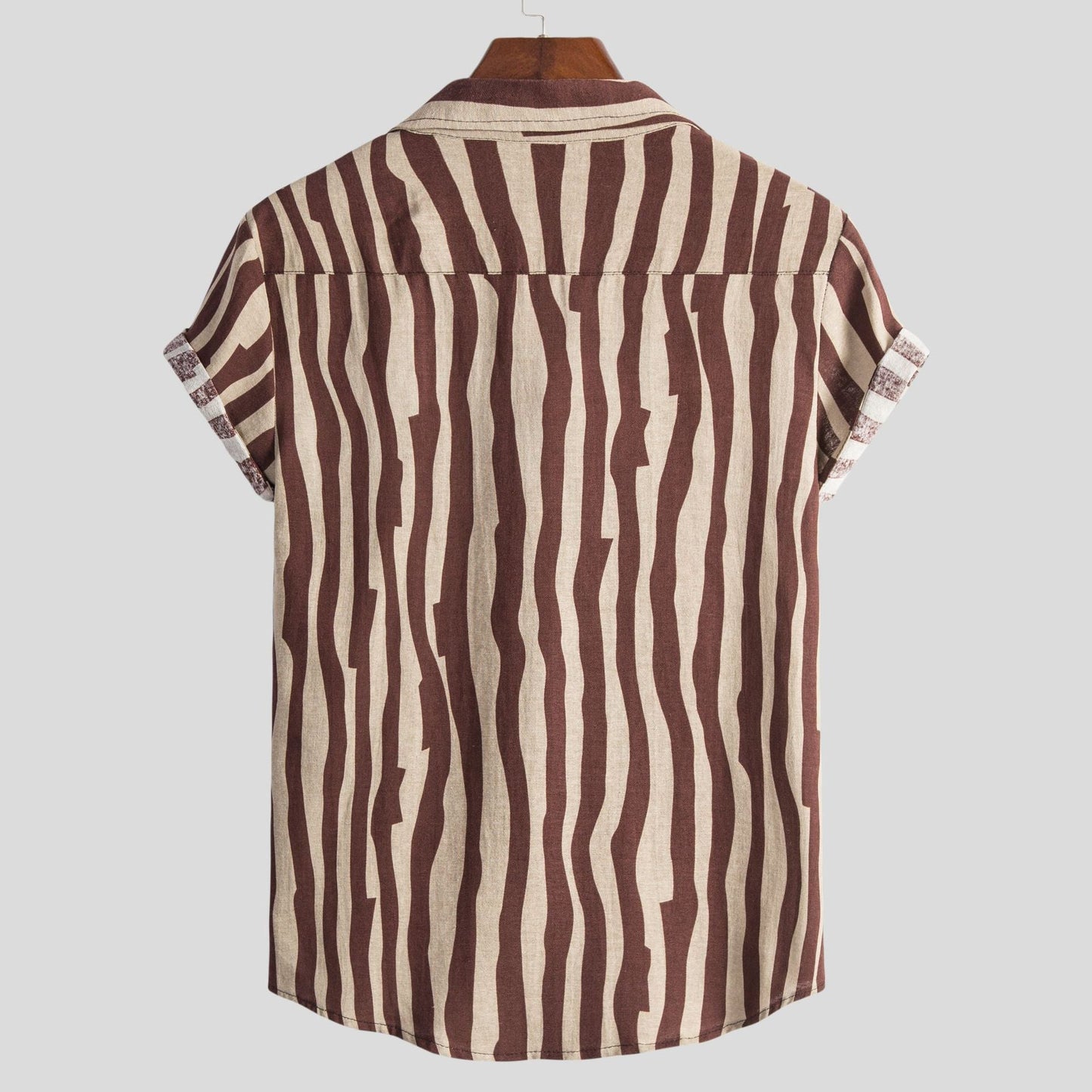 Herren Kurzarmhemd Streifenmuster Modern Slim Fit