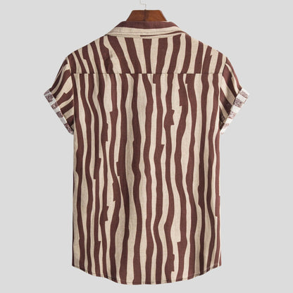 Herren Kurzarmhemd Streifenmuster Modern Slim Fit