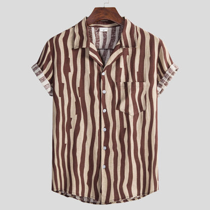 Herren Kurzarmhemd Streifenmuster Modern Slim Fit
