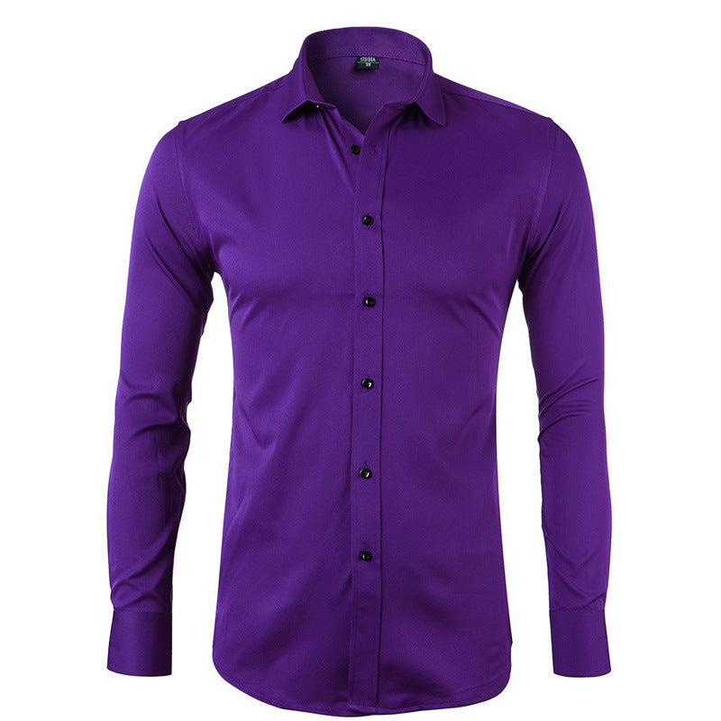 Herren Langarmhemd Atmungsaktiv Stretch Modern Elegant