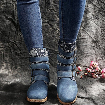 Damen Stiefeletten Modern mit bunten Verzierungen und weicher Sohle