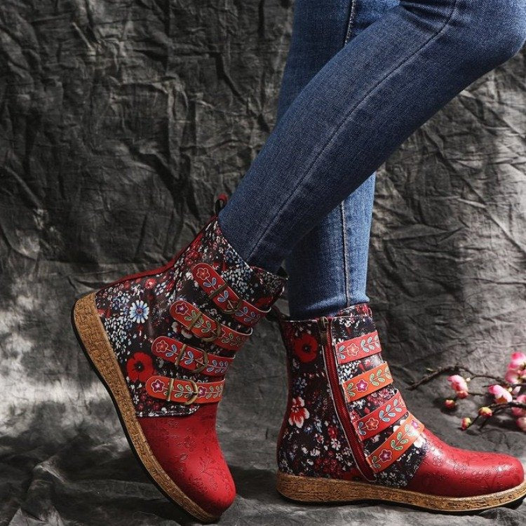 Damen Stiefeletten Modern mit bunten Verzierungen und weicher Sohle