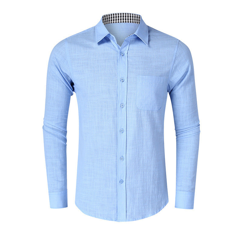 Herren Langarmhemd Elegantes Design Kontrastmanschetten