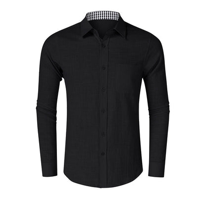 Herren Langarmhemd Elegantes Design Kontrastmanschetten