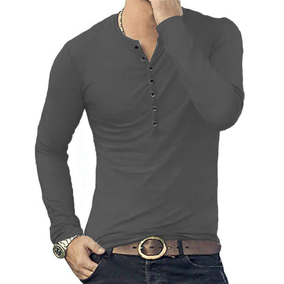 Herren Langarmshirt mit Knöpfen Modern Urban Style