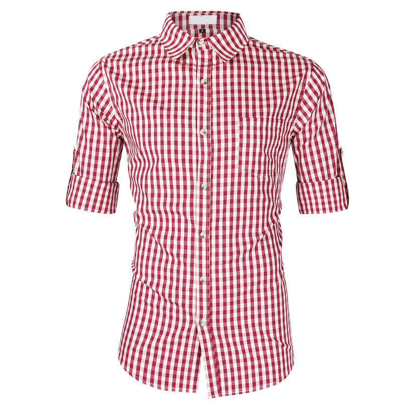 Herren Langarmhemd Karomuster Modern Schnitt - BerlinGlamour