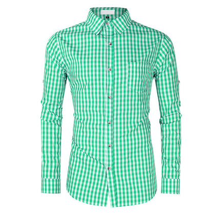 Herren Langarmhemd Karomuster Modern Schnitt
