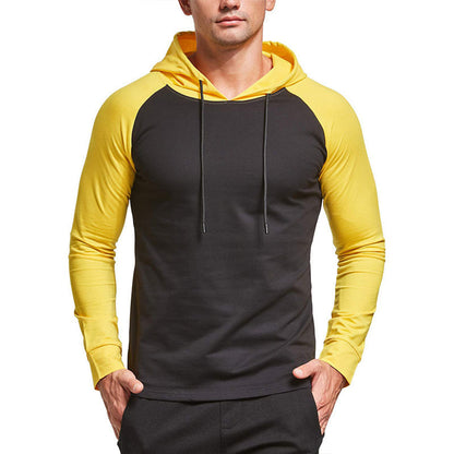 Männer Kapuzenpullover Sportlich Kontrast Ärmel