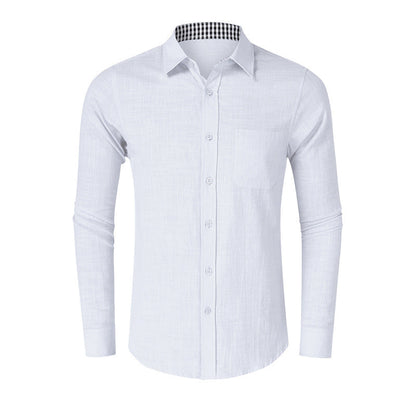 Herren Langarmhemd Elegantes Design Kontrastmanschetten
