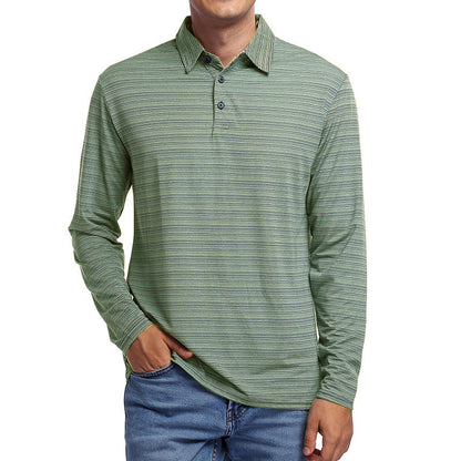 Herren Poloshirt Langarm Atmungsaktiv Strukturiert