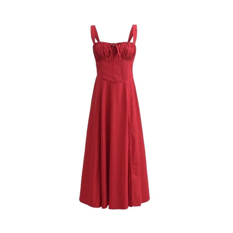 BerlinGlamour Sommerkleid: schmal geschnittenes Überknielanges Kleid mit Rückenausschnitt