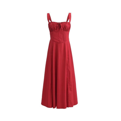 BerlinGlamour Sommerkleid: schmal geschnittenes Überknielanges Kleid mit Rückenausschnitt