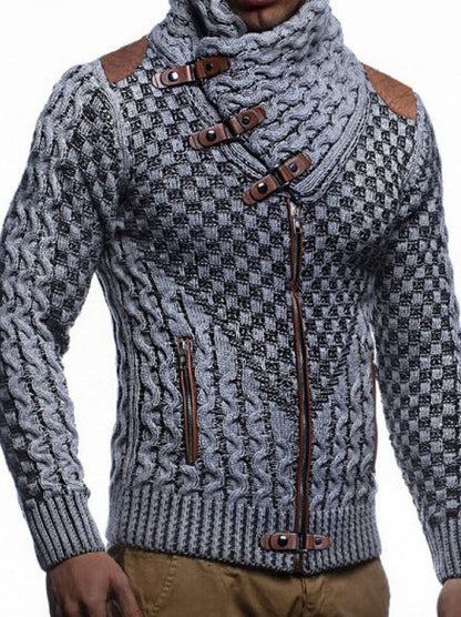 Herren Strickjacke Asymmetrisch Zopfmuster Modern - BerlinGlamour