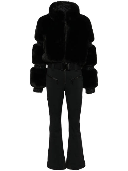 Ski-Jumpsuit Damen Luxus Kunstfell Taillenschnitt