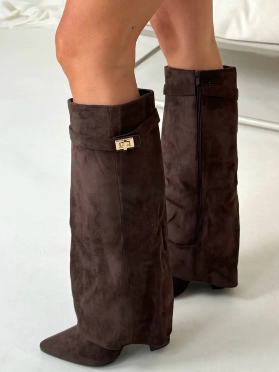 Damenstiefel Suede Elegant Gold