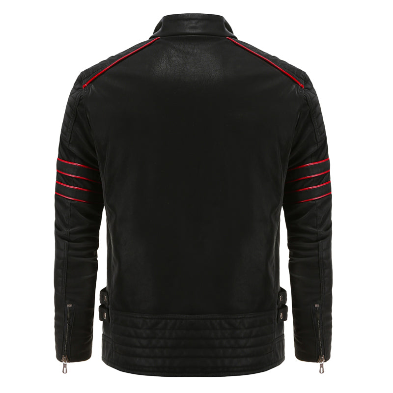 Lederjacke Männer Lässig Bikerjacke Schwarz - BerlinGlamour