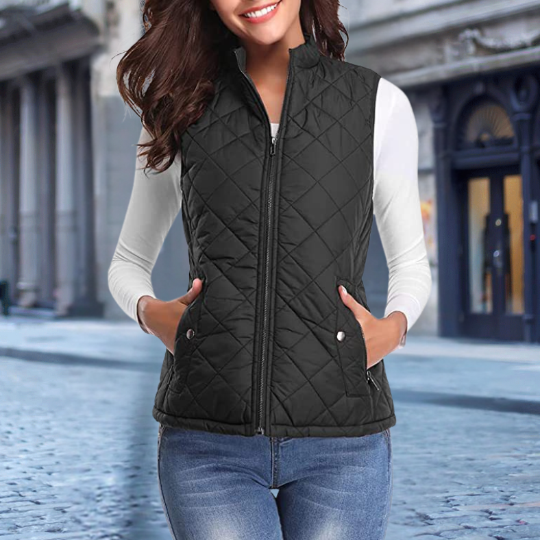 Damen Steppjacke Elegant mit Reißverschluss - BerlinGlamour