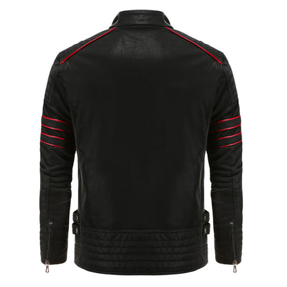 Lederjacke Herren Biker Style Schwarz