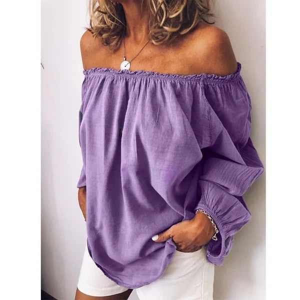 Off Shoulder Bluse Elegante Ballonärmel Damen Oberteil