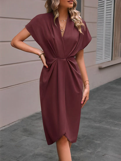 Midi Wickelkleid Damen Elegant Lang