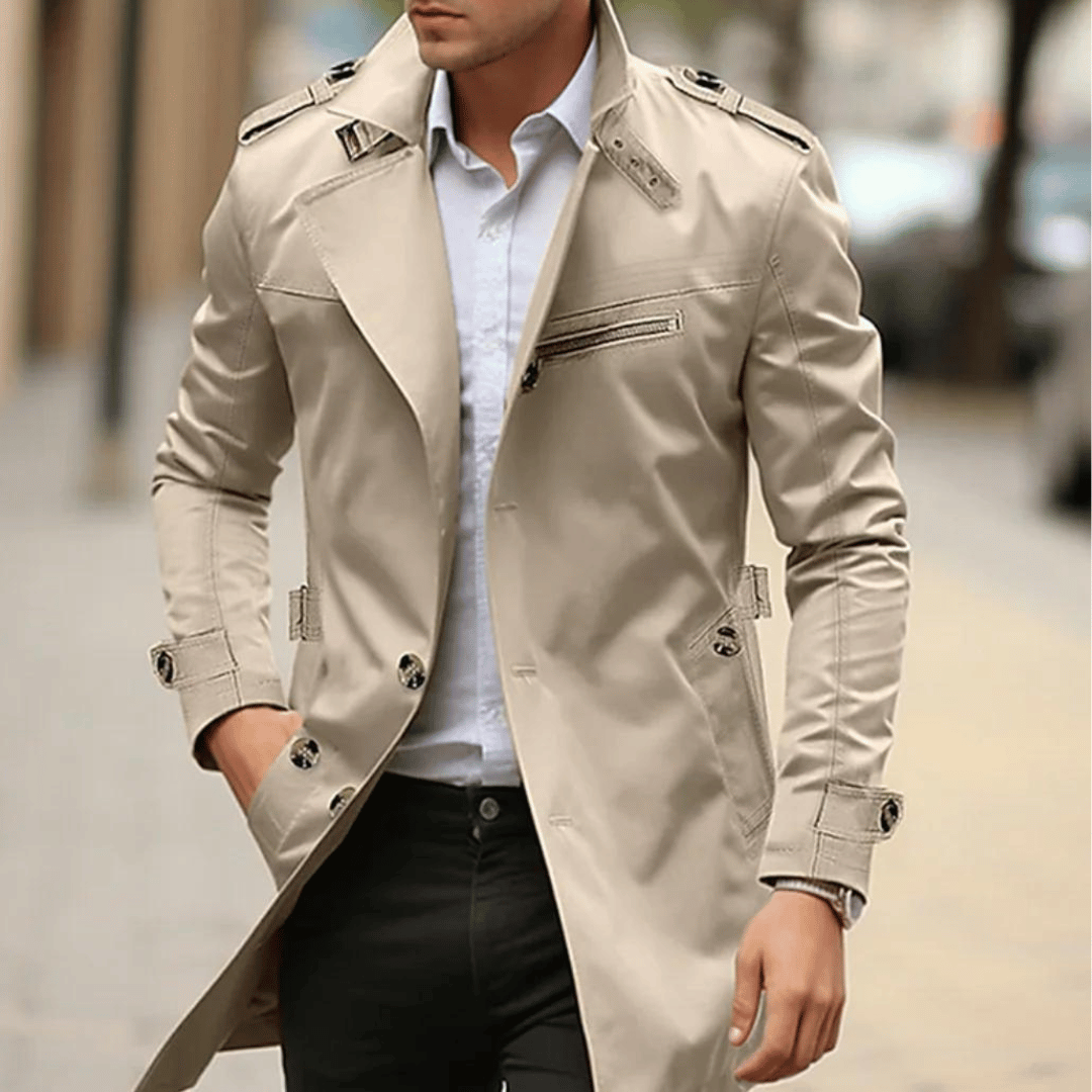 Klassischer Trenchcoat Herren Wasserabweisend Modern
