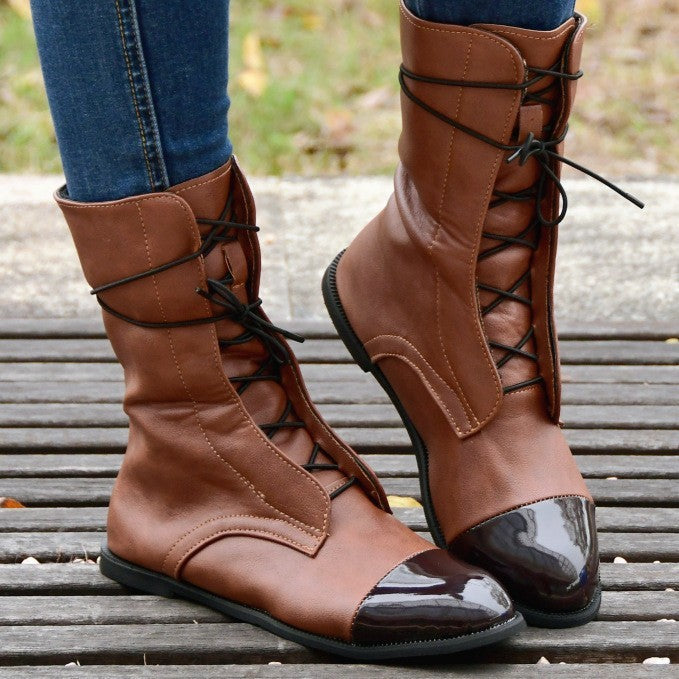 Damen Stiefeletten Elegante Braun Lederschuhe