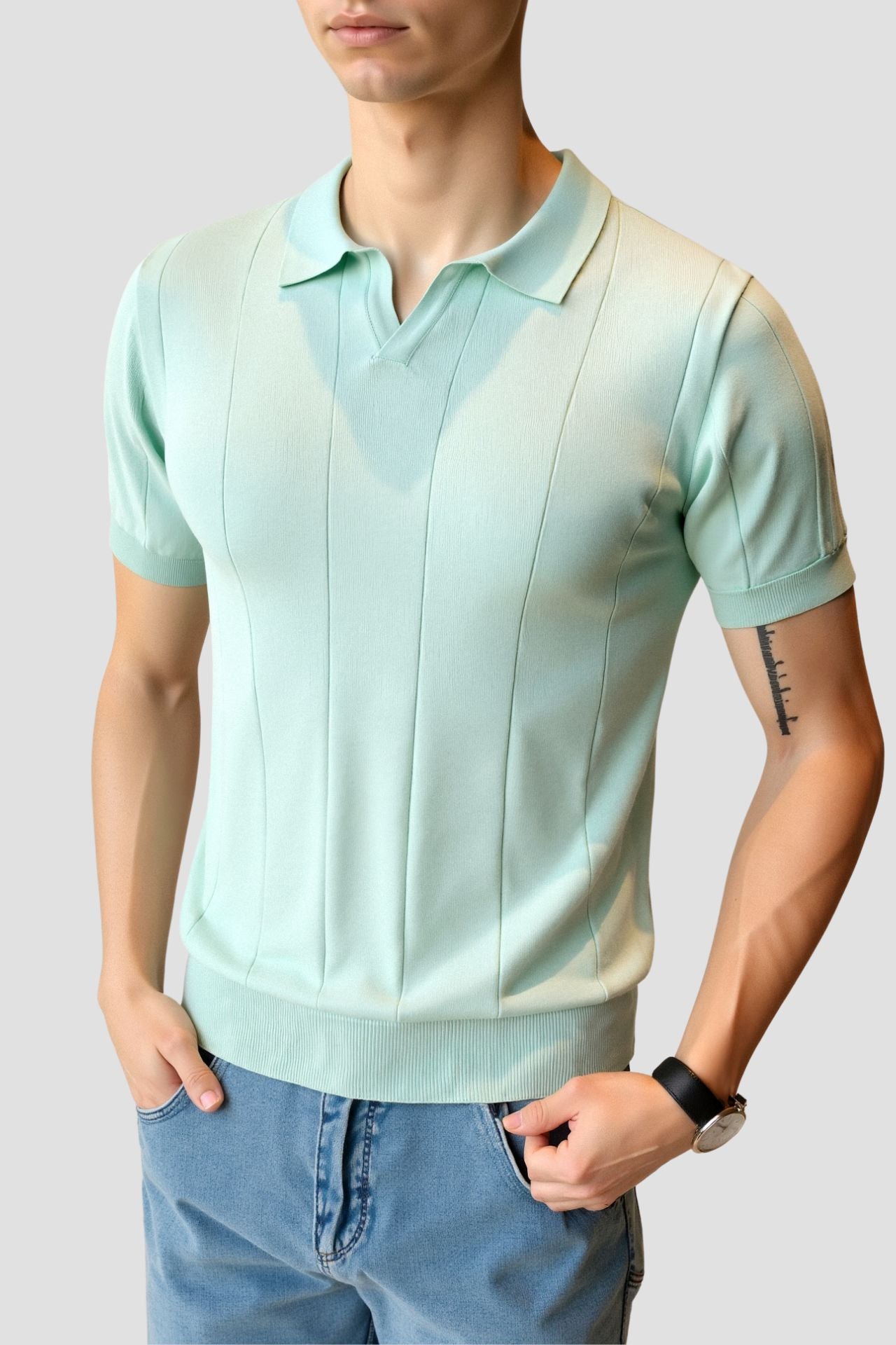 Mintgrünes Poloshirt Retro Style