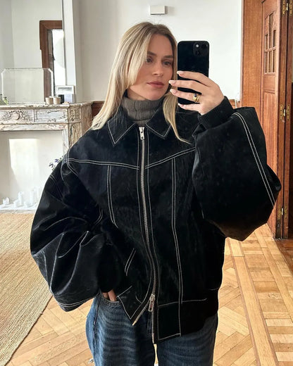 Herren Bomberjacke Oversized Warm Winterjacke Stilvoll