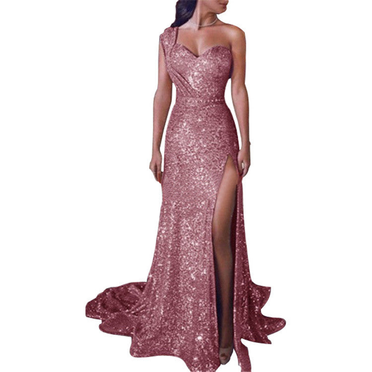 BerlinGlamour asymmetrisches ärmelloses Bronzing-Wickelkleid