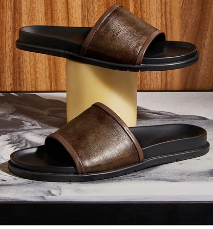 Herren Sandalen Leder Outdoor Bequem Schwarz