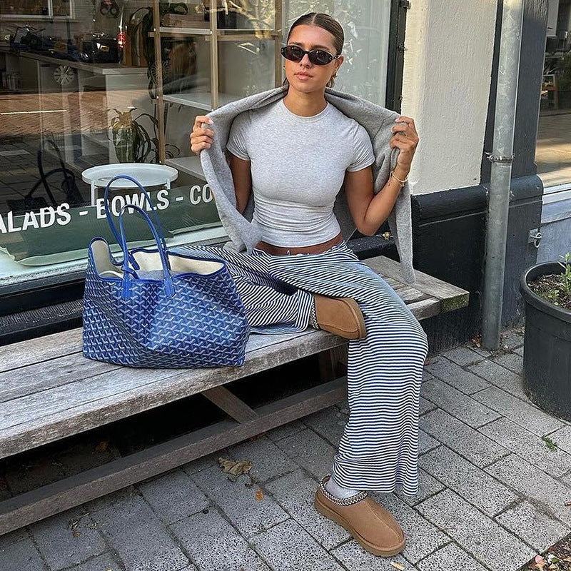Damen Hose Frühlingsstreifen Bequem Relaxed