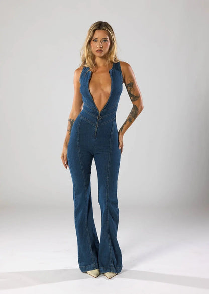 Blauer Denim Jumpsuit Damen - BerlinGlamour