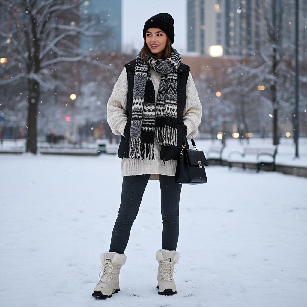 Damen Winterstiefel Warm Fellkragen Schnee