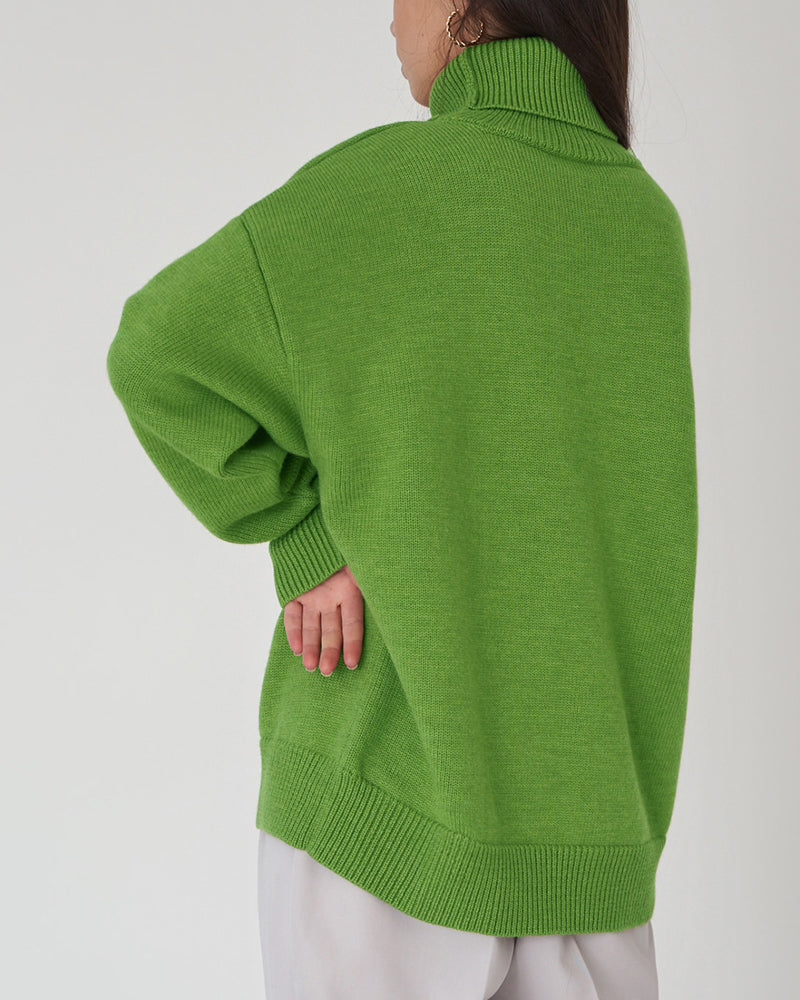 Damen Oversize Pullover Lässig High Neck Groß
