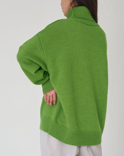 Damen Oversize Pullover Lässig High Neck Groß