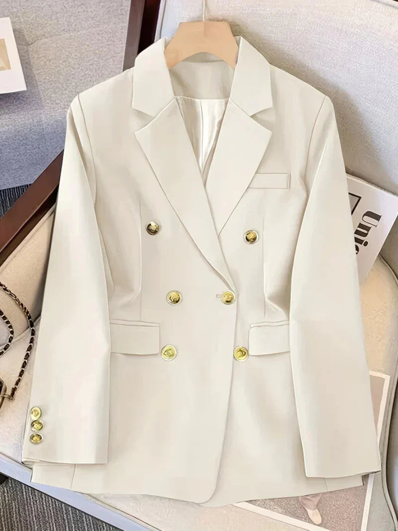 Damen Blazer Slim Fit Elegant Goldknöpfe Modern