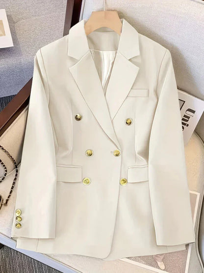 Damen Blazer Slim Fit Elegant Goldknöpfe Modern