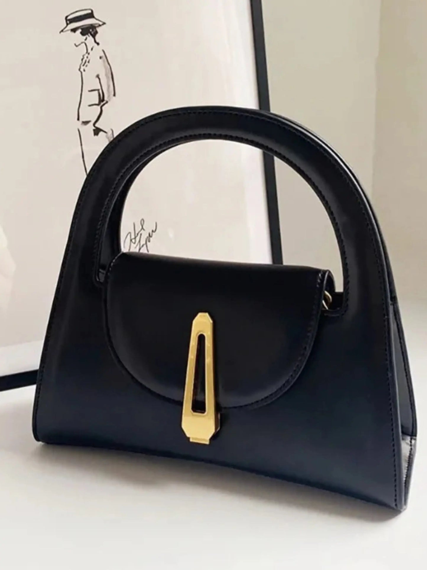 Schwarze Mini Tasche Satchel Damen Handtasche