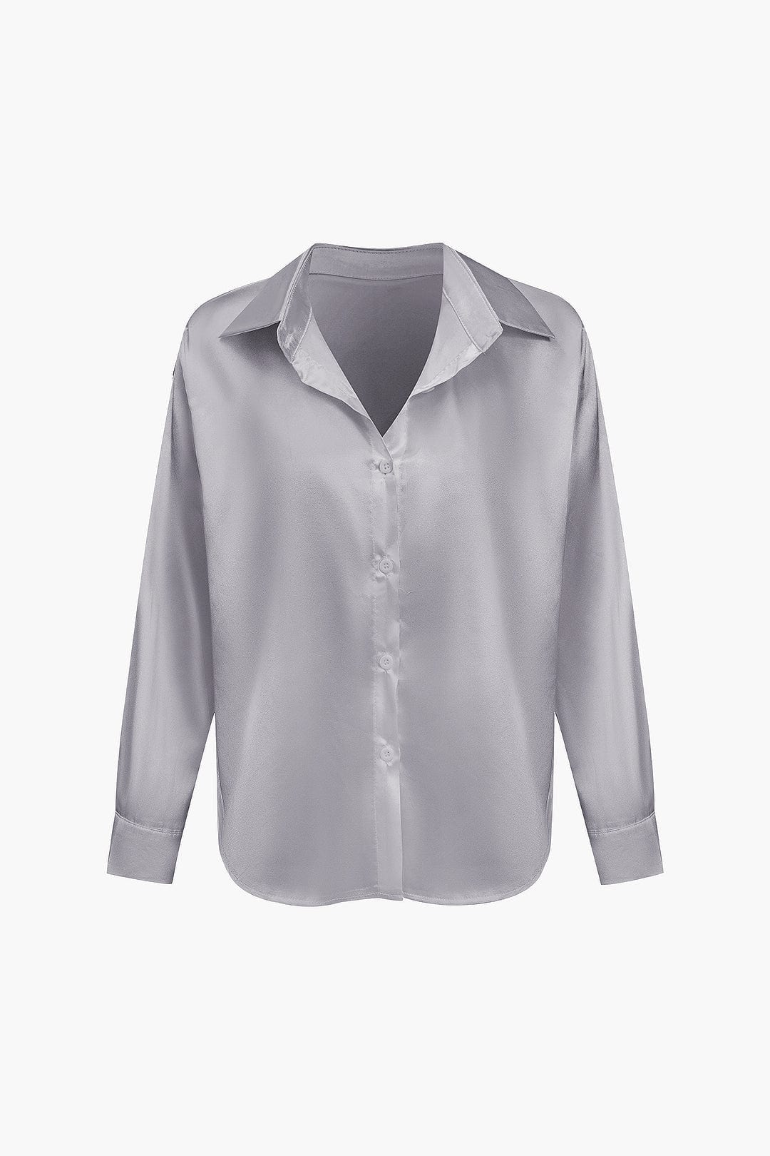 Elegante Bluse Langarm Seiden-Satin Damenbluse