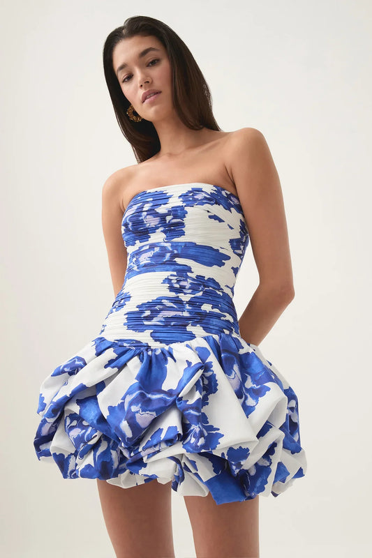 Kleid Damen Schulterfrei Floral Minikleid Sommer - BerlinGlamour